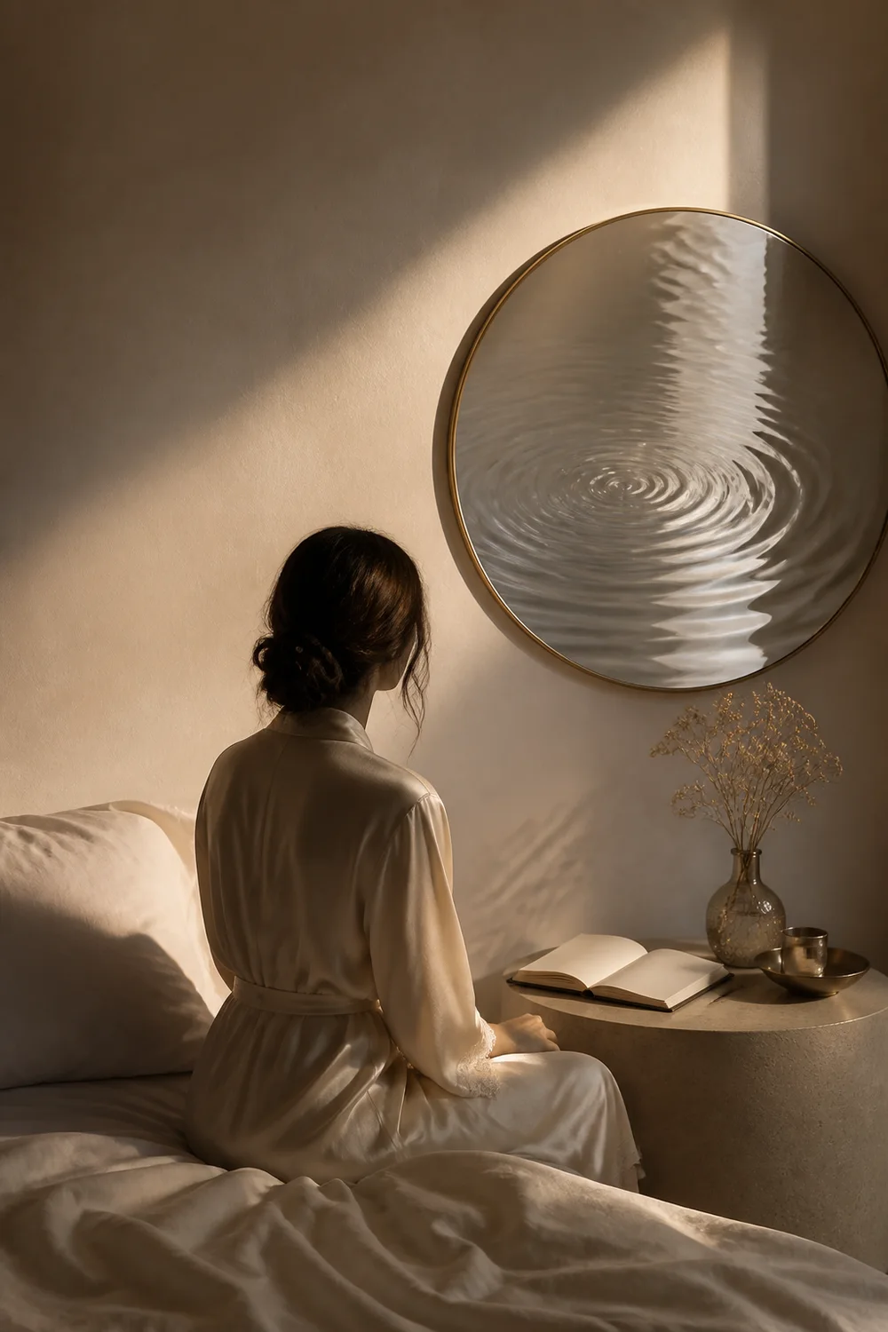 A quiet dawn reflection beside a dream journal