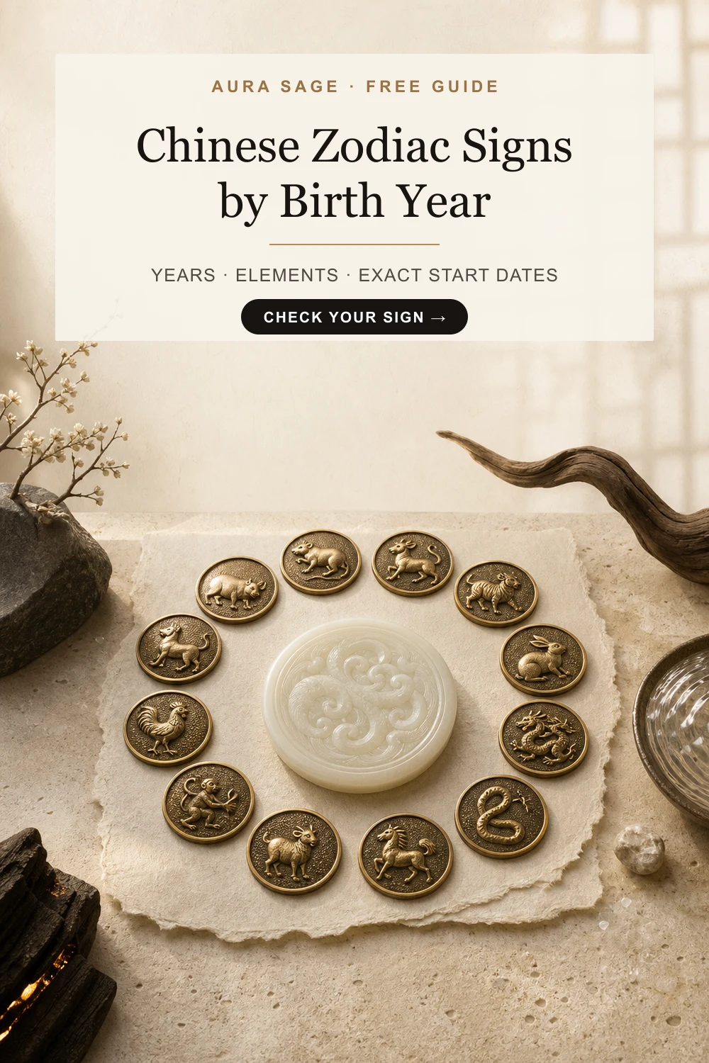 Chinese zodiac signs and Five Elements reference